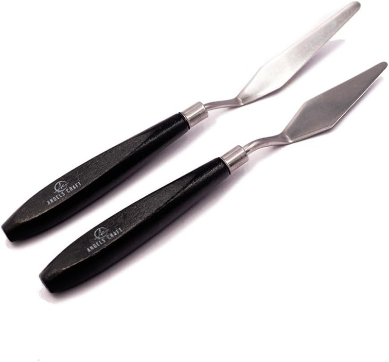2 Pcs Stainless Steel Palette Knives Set - Flexible Blades Painting Pallet Knife for Oil Canvas Acrylic Paint Color Mixing